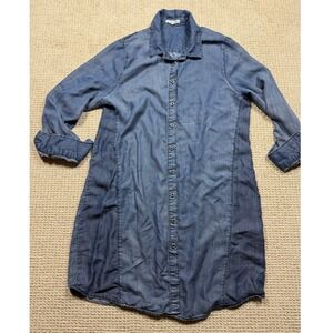 Standard & Practices Denim Dress Womens Size L Blue Button Front Long Sleeve‎
